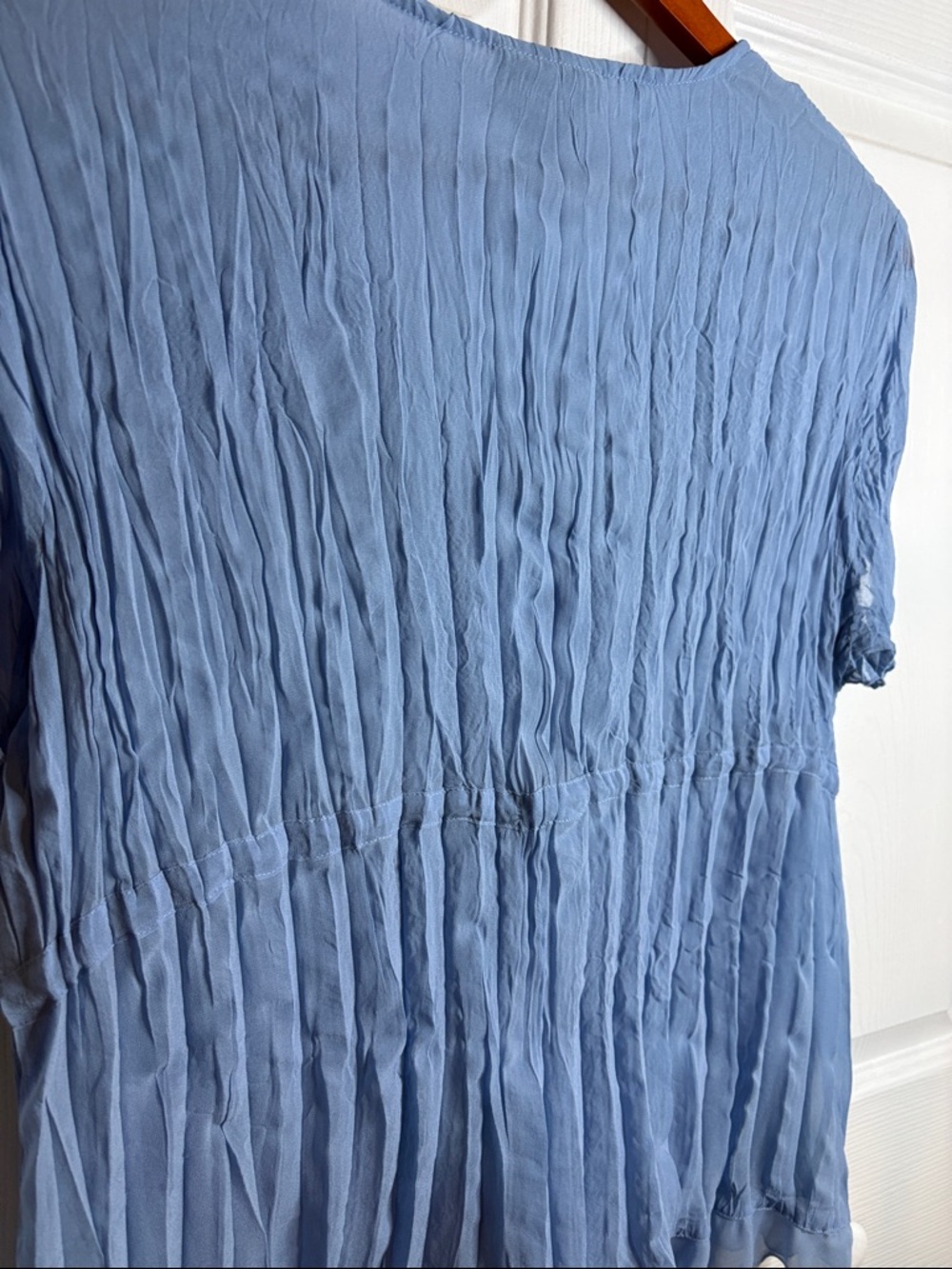 Notations Light Blue Lace-Trim Tie-Front Blouse - Picture 7 of 8